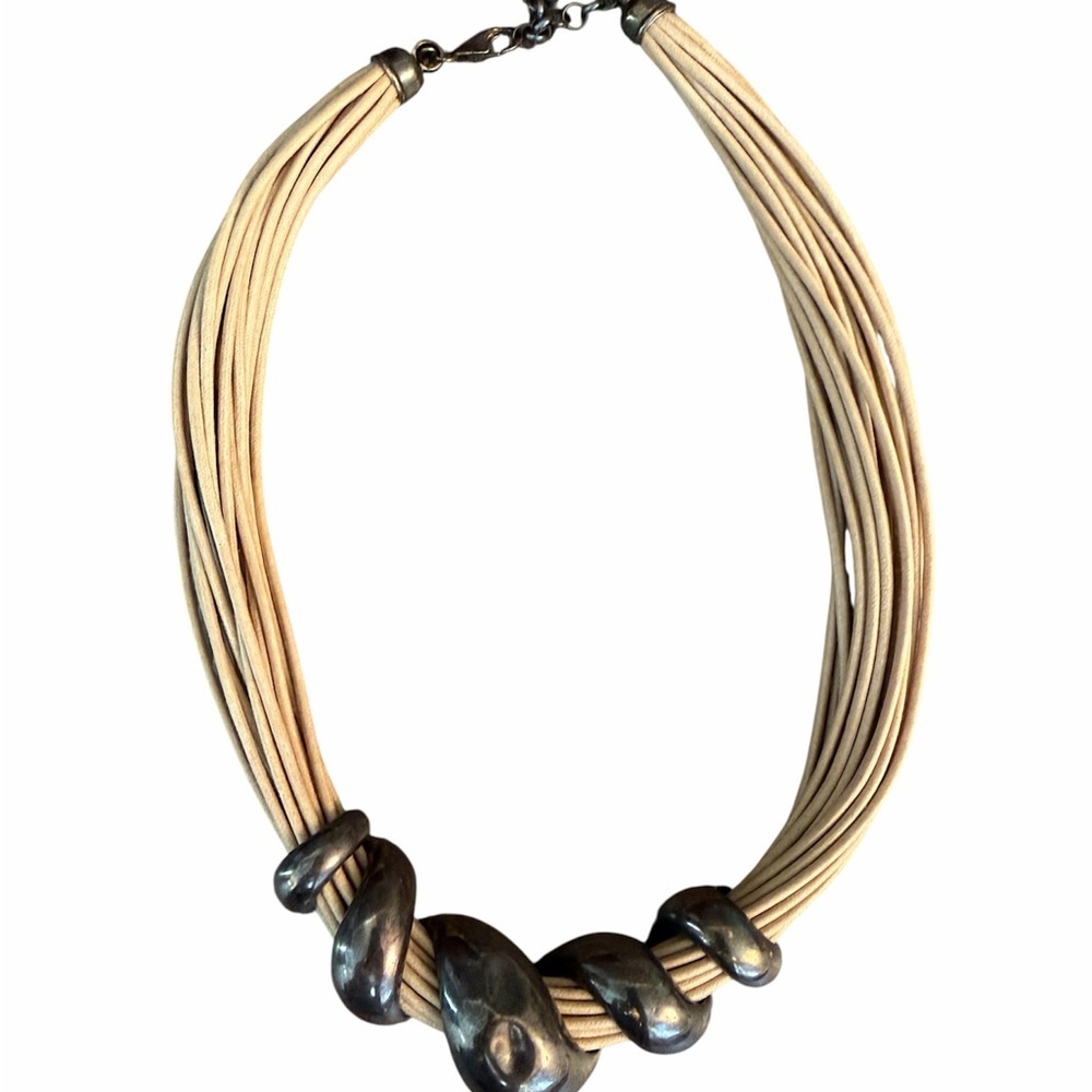 ITAOR ITALIAN NECKLACE OVERLAY 20 STRAND LEATHER CORD - Picture 6 of 10